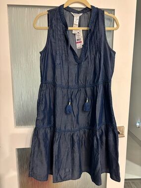 Tommy Bahama Navy Sleeveless Tassel Tiered Mini Dress
